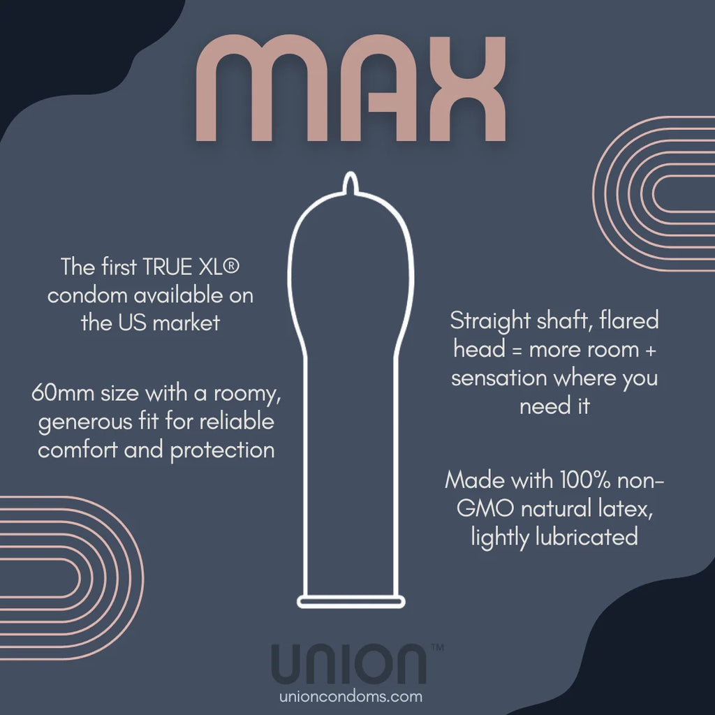 UNION Premium Vegan Condoms MAX True XL Sizing Specs